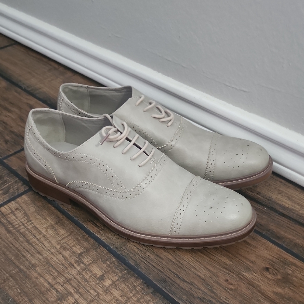 Perry Ellis America Ultra Foam Gray Oxford Wingtip Dress Shoes Gary EUC​​​